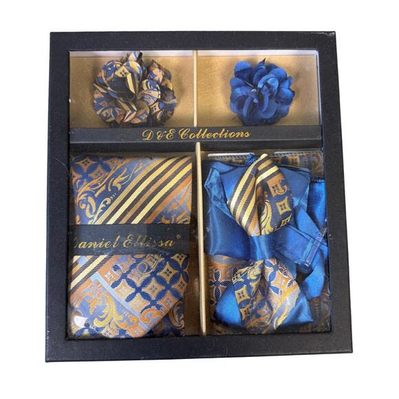 Daniel Ellissa Necktie Bow Tie Pocket Square Lapel Pins Set US Men's ONE Size - Picture 1 of 3